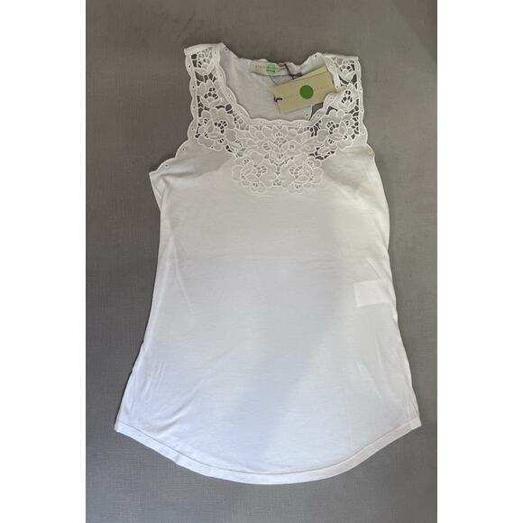 Stella McCartney Lace Baby Tee tank 100% Cotton Square Neckline 44 y2k dainty - Picture 2 of 11